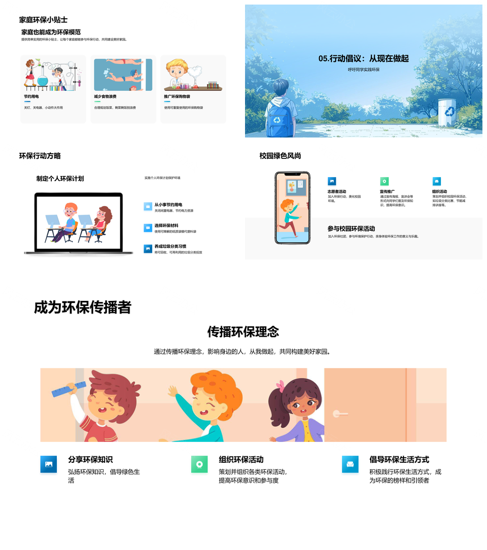 2025环保知识讲座绿色校园全球变暖生物多样性节水垃圾分类PPT模板