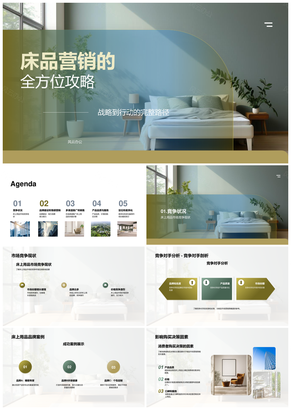 床上用品市场竞争现状与品牌营销策略全析PPT模板