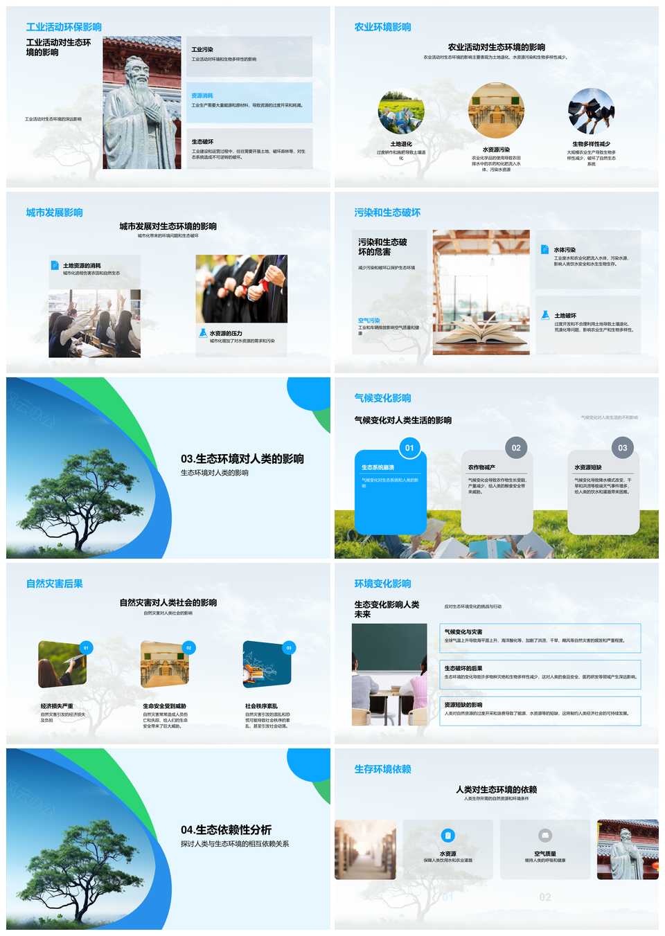 人类活动与生态环境气候变化及环保政策PPT模板