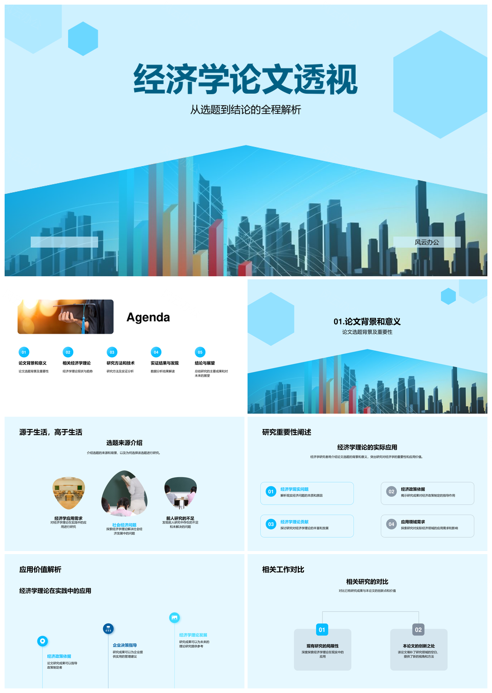 经济学论文选题结论答辩图表透视PPT模板