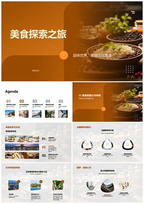 环球文化美食探索之旅策划与爱好者共赏法日佳肴PPT模板