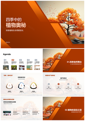 植物四季生命周期适应气候萌芽生长果实休眠PPT模板