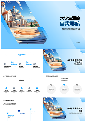 2025大学生活挑战机遇自我导航指南PPT模板