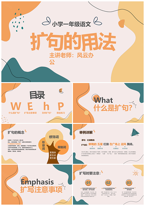 橙色几何简约教学课件模板设计PPT模板