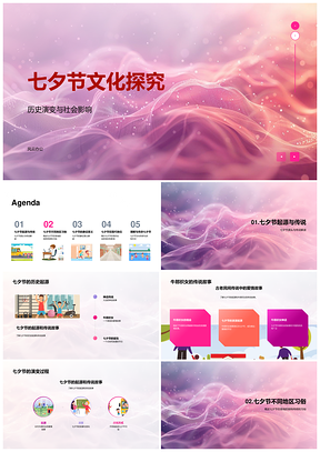 七夕牛郎织女传说文化溯源与习俗PPT模板