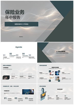 保险业务年中报告产品经理销售利润趋势新品服务创新竞争PPT模板
