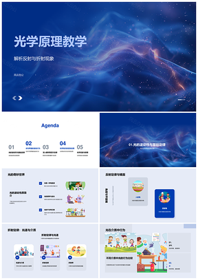 光学原理反射折射定律透镜波动性教学PPT模板