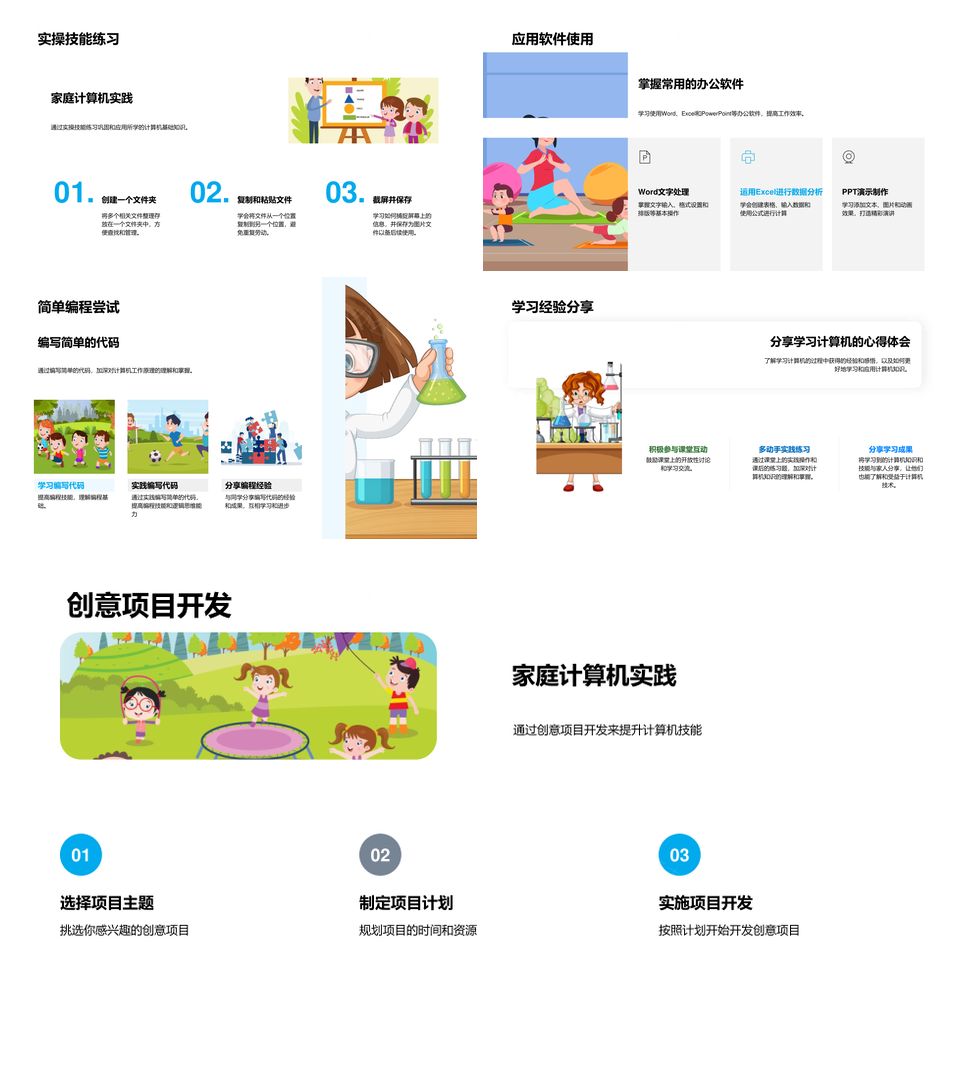 计算机应用基础技能家庭生活教育电商实践PPT模板