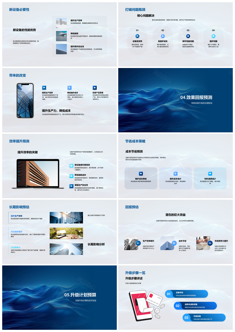 设备升级性能对比效率提升成本节省月报PPT模板