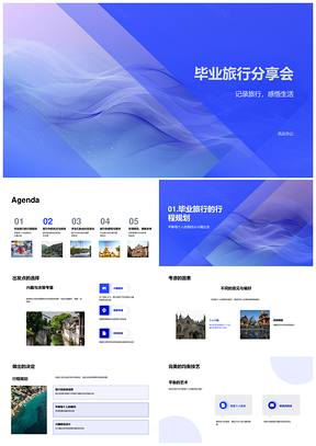 毕业旅行成长挑战分享会母校时光行程PPT模板