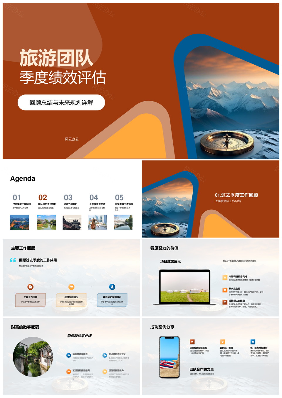 旅游团队季度绩效评估销售额项目成果成员协作效率PPT模板