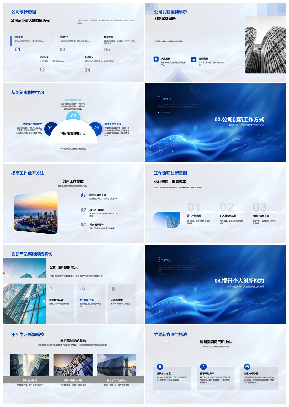 创新报告会战略文化历程案例流程产品服务学习PPT模板