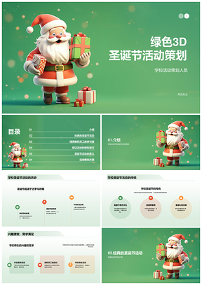 绿色3D圣诞活动营销圣礼盒主题策划PPT模板