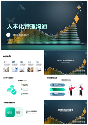 人本化管理沟通高效团队管理者商务培训中层人资行政沟通图标PPT模板