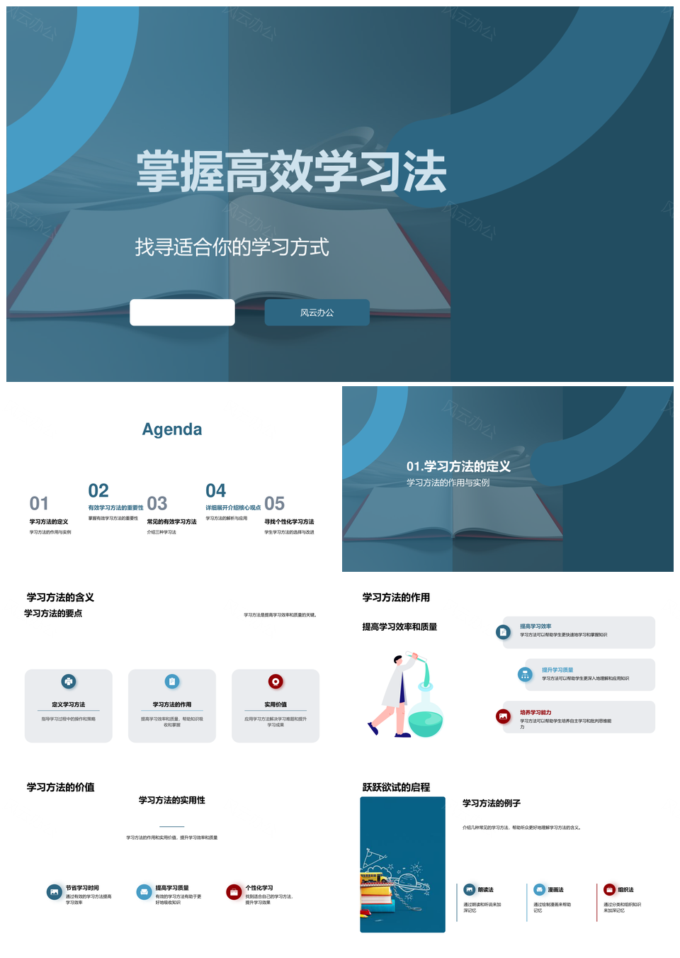 高效学习法SQ3R费曼康奈尔学习方式PPT模板