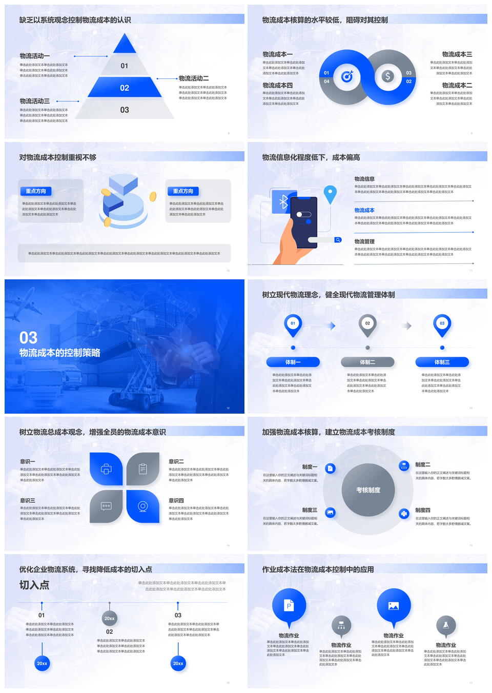 2025蓝色商务现代物流运输成本控制工作总结PPT模板