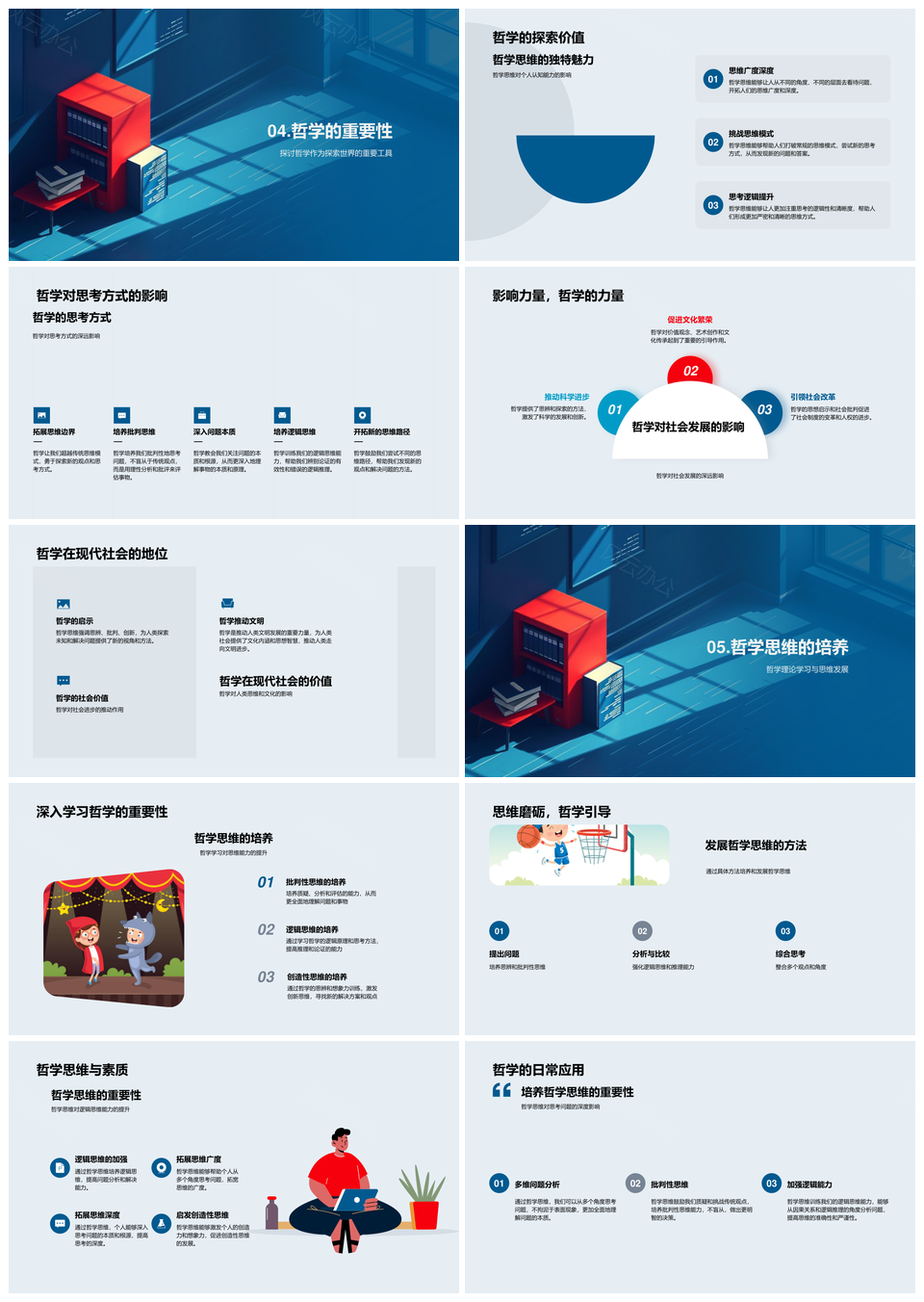 哲学基础教学主要分支PPT模板