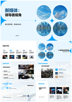 企业领导视角下新媒体发展历程与市场业务PPT模板