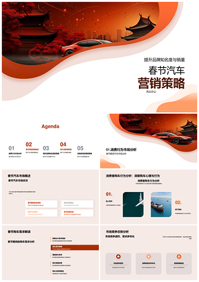 春节汽车营销策略提升品牌销量红色车型限时优惠赠品PPT模板
