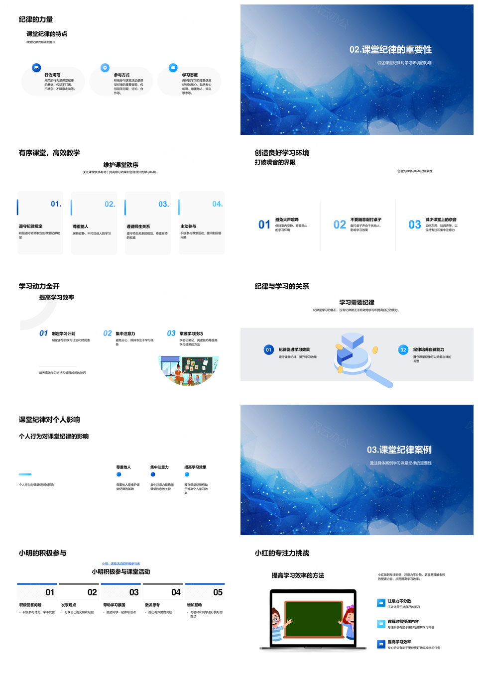 课堂纪律行为规范与学习效率分析PPT模板
