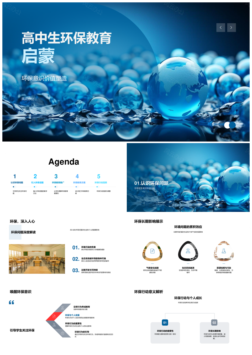 高中生环保教育启蒙地球仪塑意识价值PPT模板