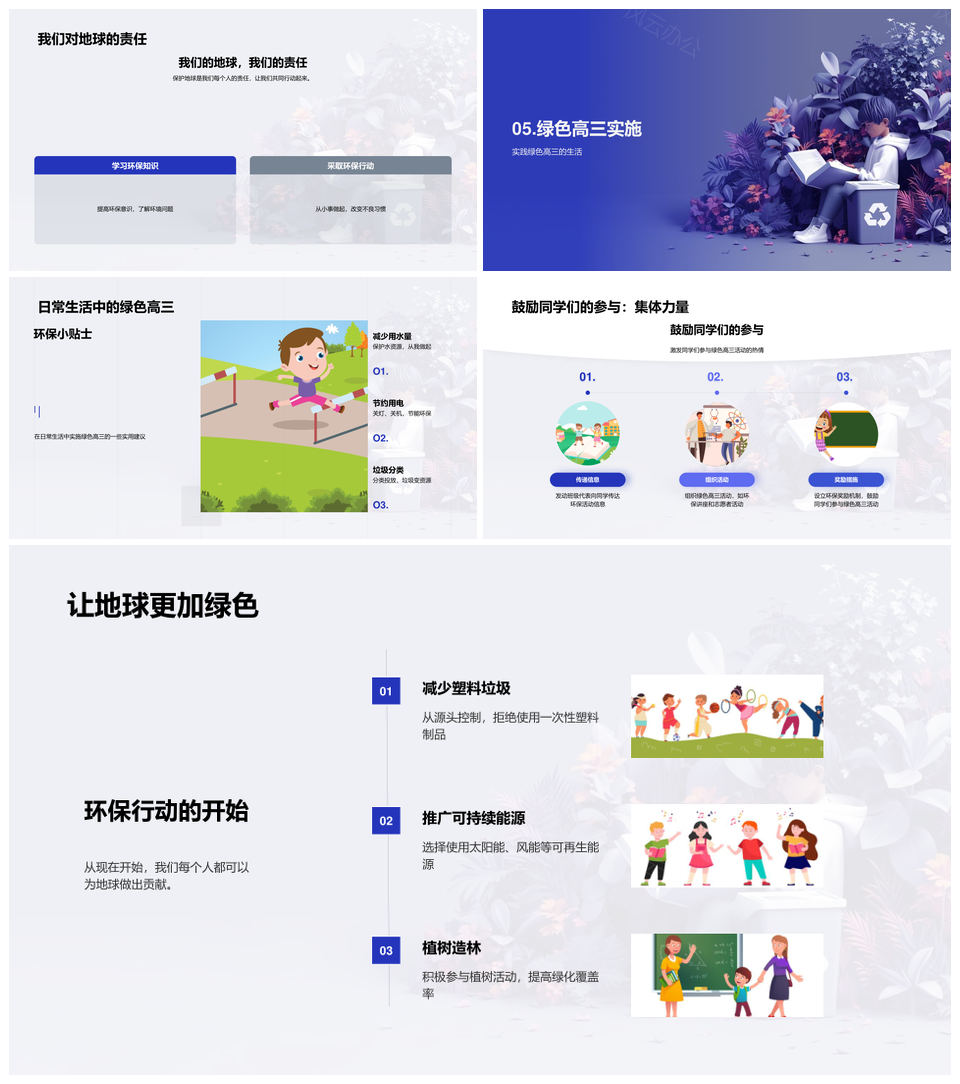 实践绿色高三环保目标与地球责任PPT模板