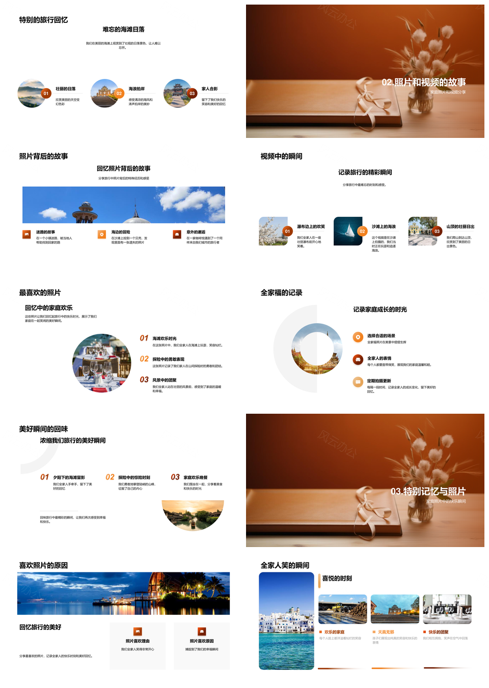 家庭旅行相册珍藏精彩瞬间记忆PPT模板
