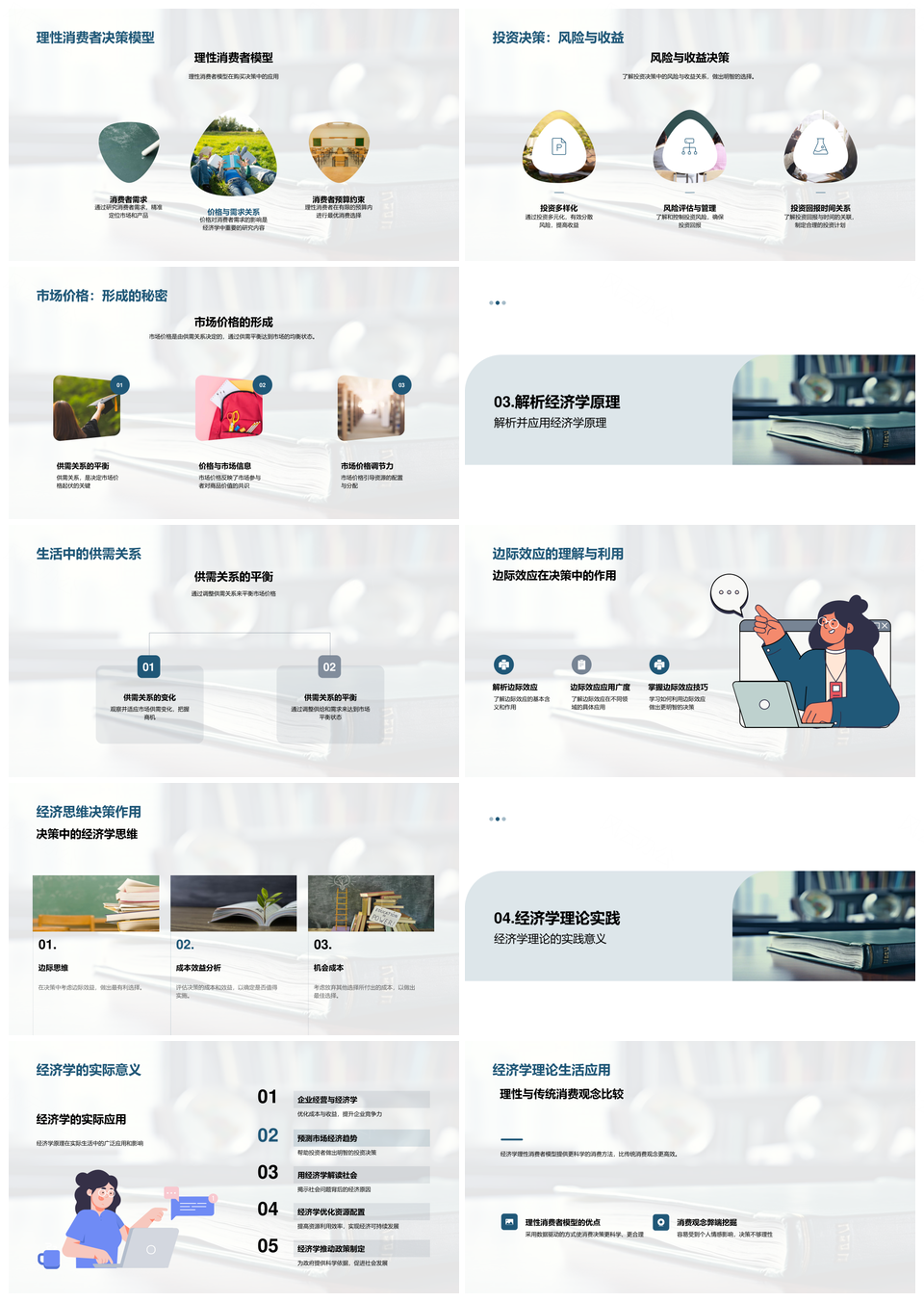 经济学理论实践供需边际消费投资市场价格图表PPT模板