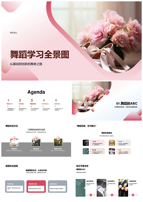 舞蹈学习多元风格安全节奏足手情感创作芭蕾舞鞋PPT模板