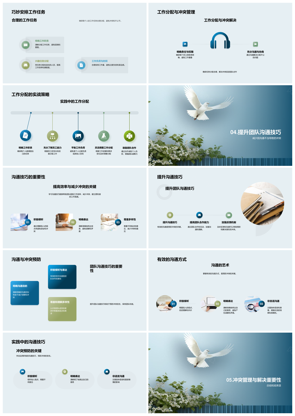 冲突化解预防与团队沟通分配管理PPT模板