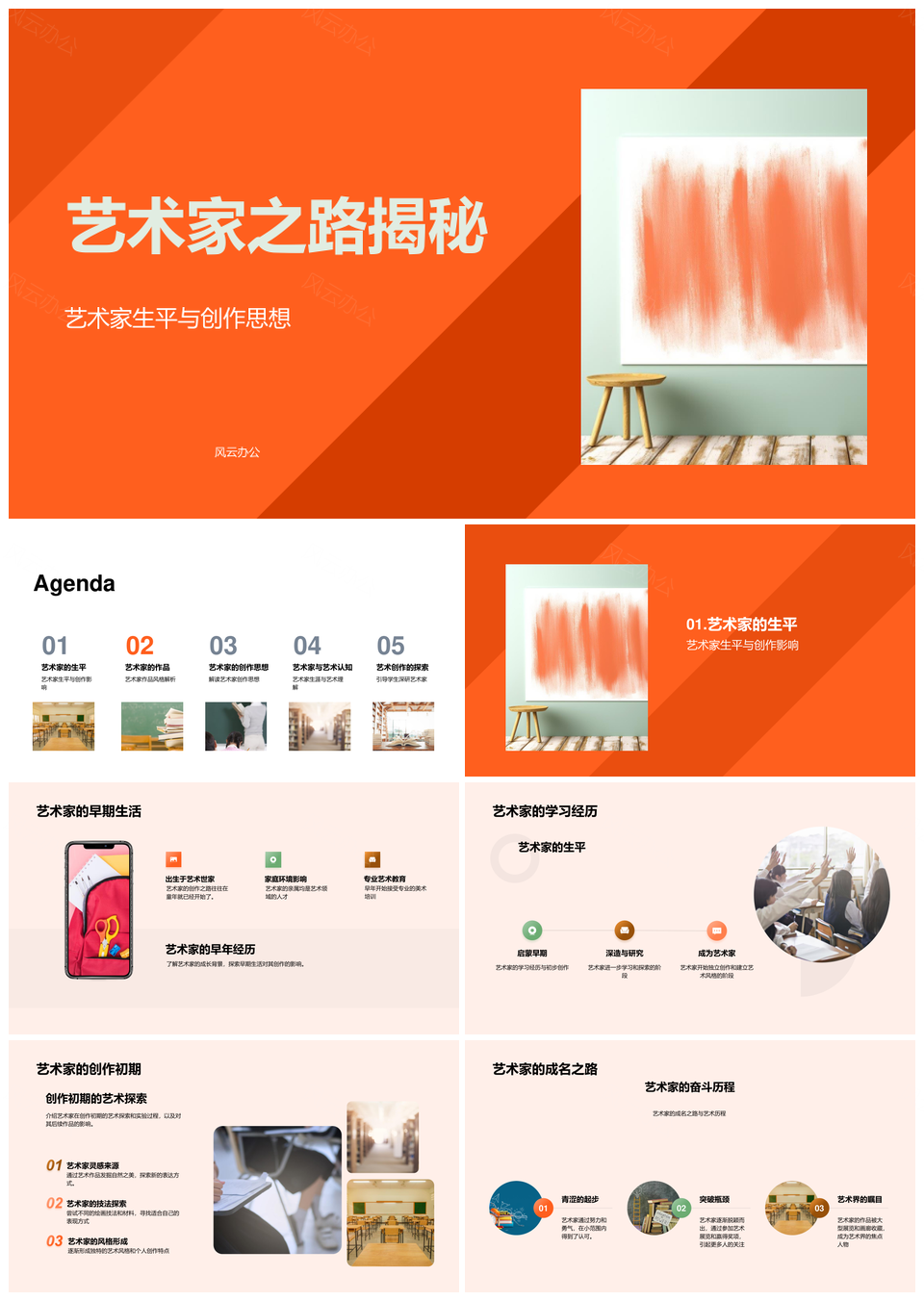 艺术家生平创作思想作品风格技巧灵感影响PPT模板