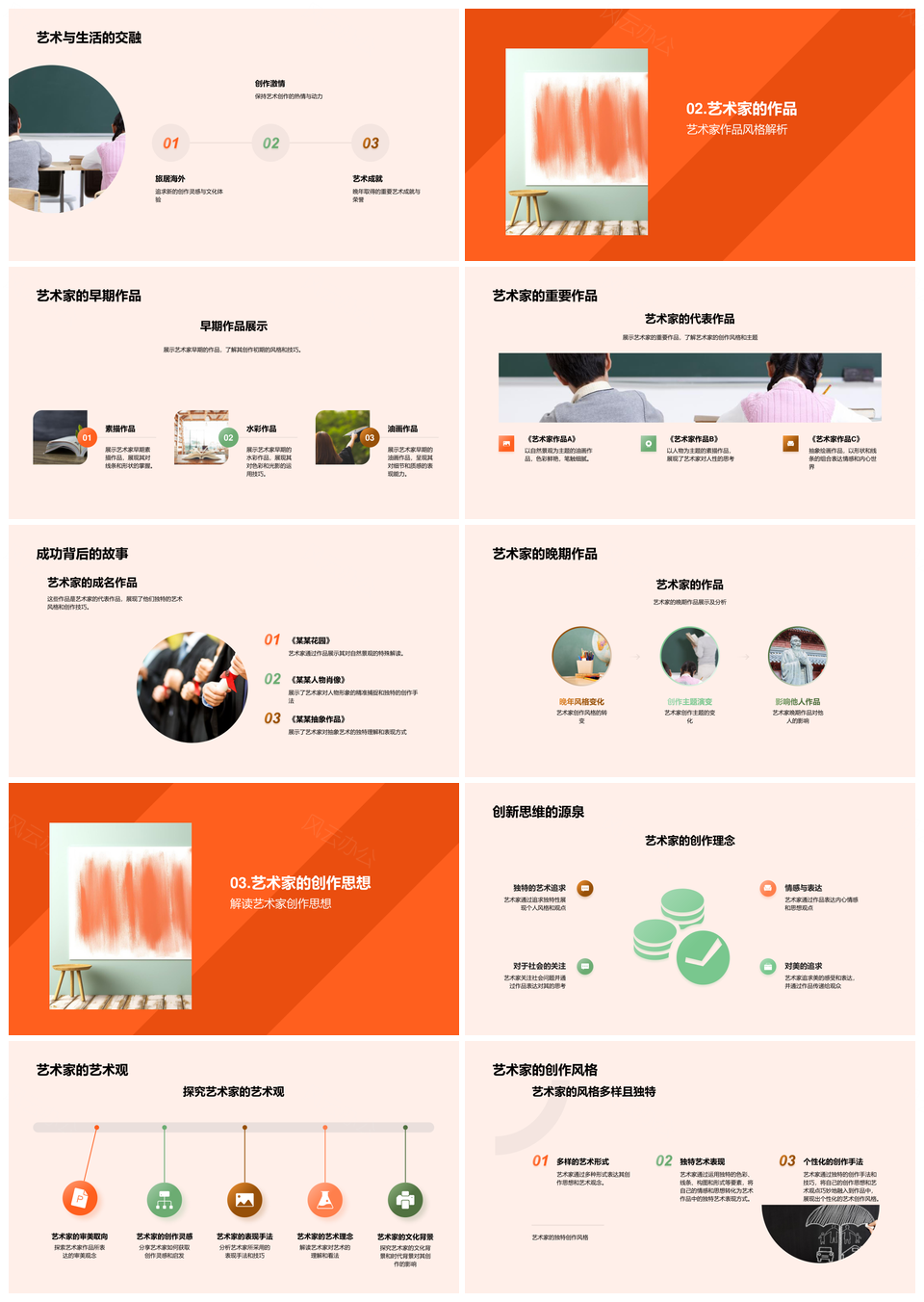 艺术家生平创作思想作品风格技巧灵感影响PPT模板