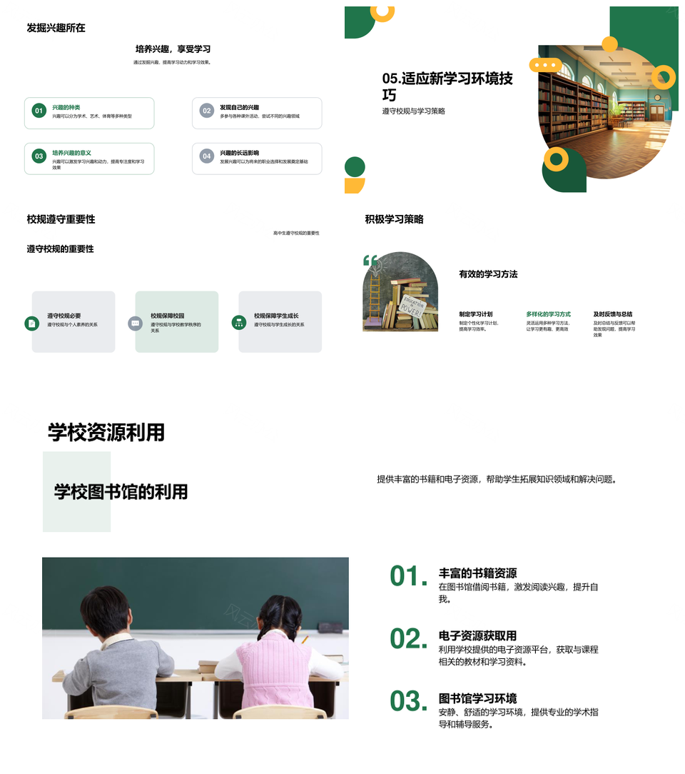 高一新生适应校园资源文化指南PPT模板