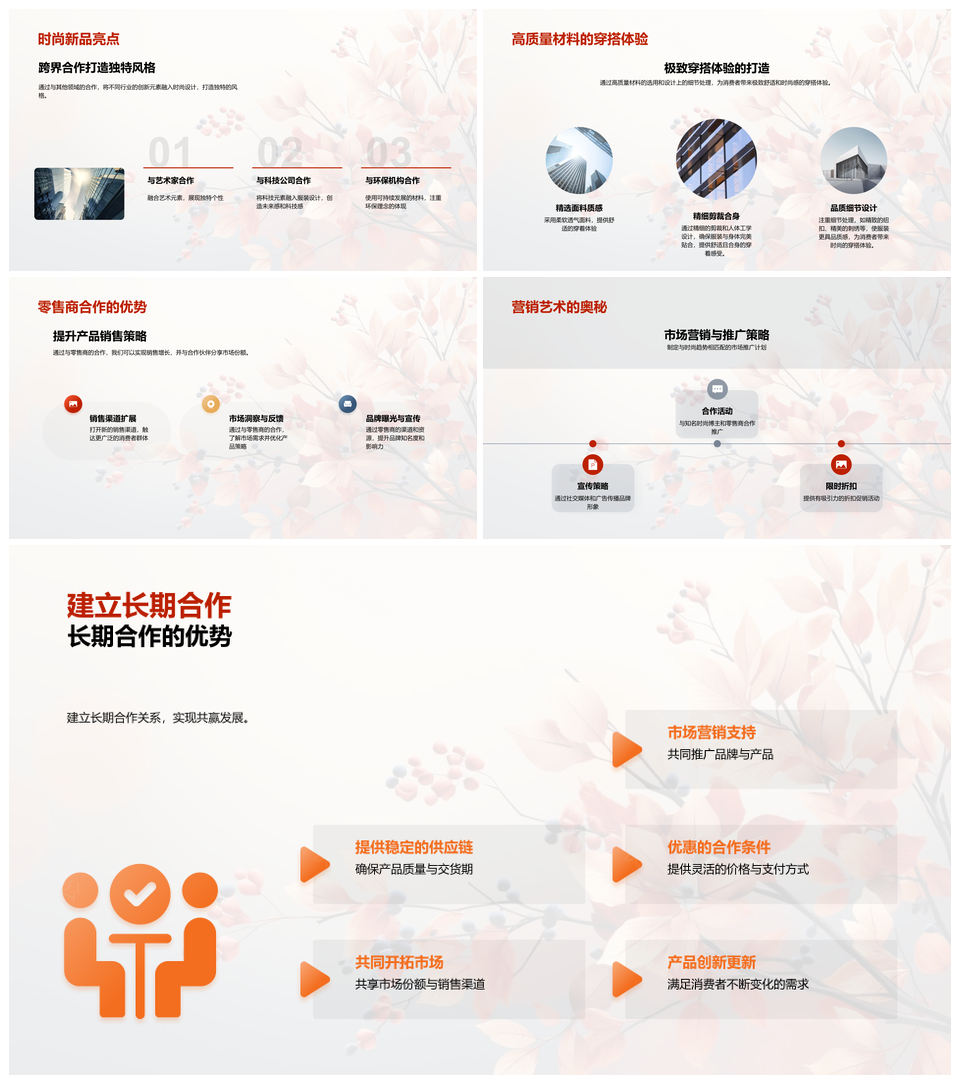 秋冬时尚趋势色彩图案市场消费创新设计可持续跨界工艺树叶解析预测PPT模板