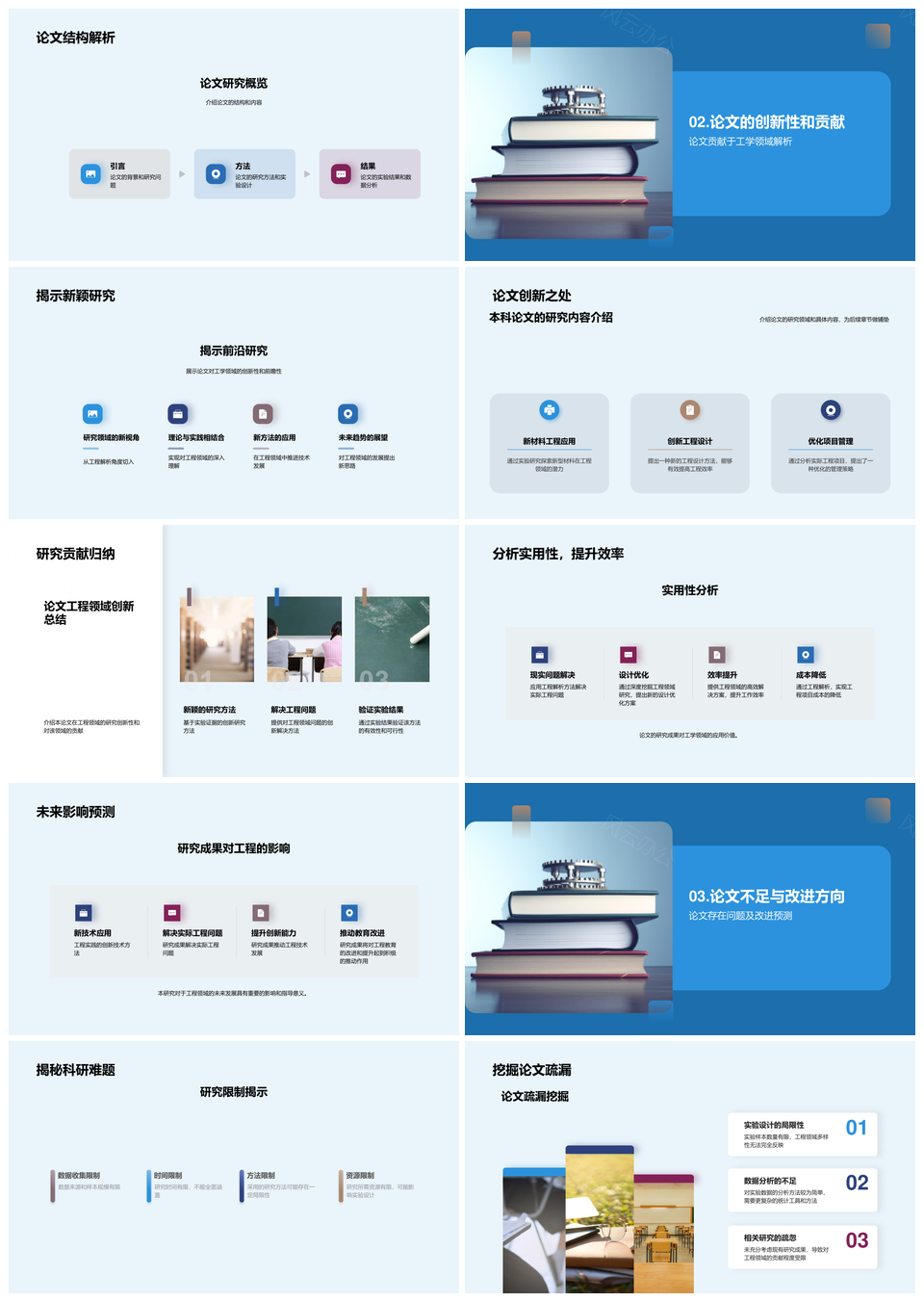 工研前沿工程论文解析机械设备蓝图答辩PPT模板