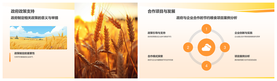 责任节约粮食农作物麦田渐变商务PPT模板