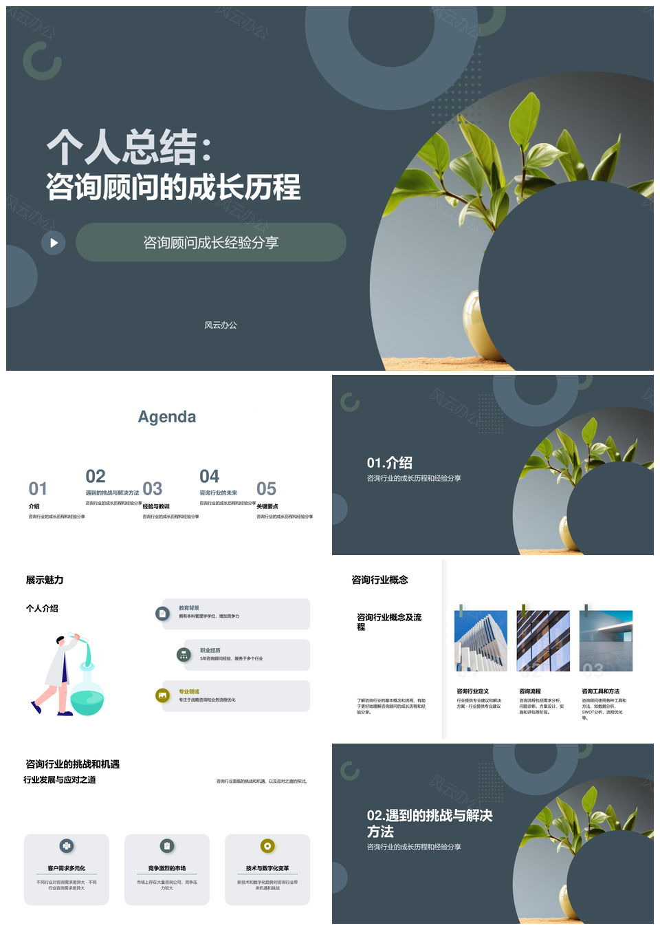 咨询顾问成长历程与行业经验总结PPT模板