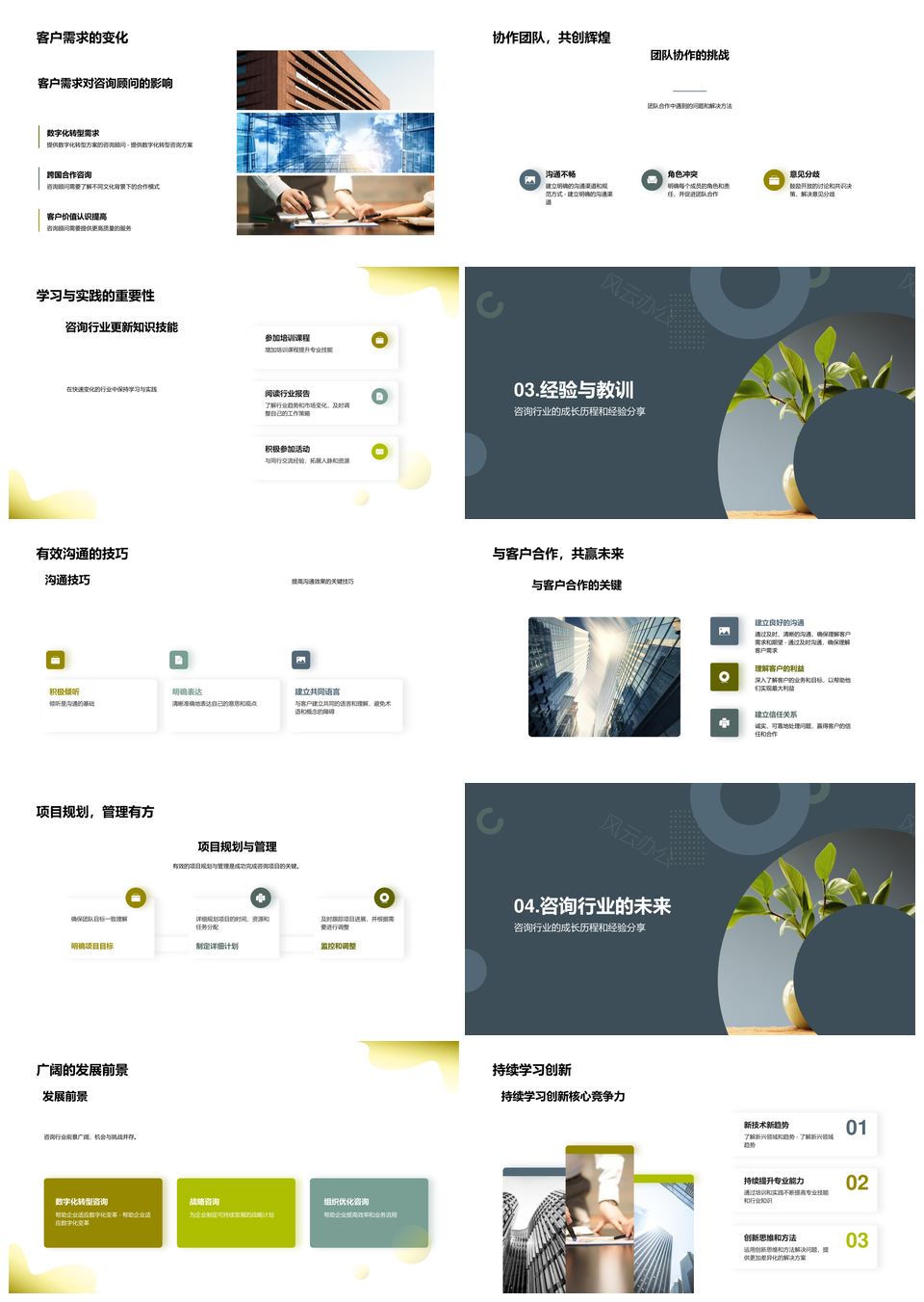 咨询顾问成长历程与行业经验总结PPT模板