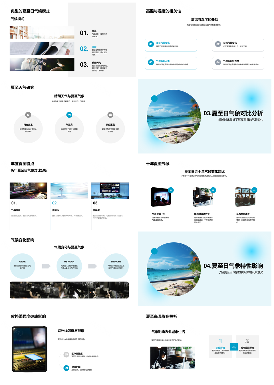 北半球夏至日太阳气候与生活质量解析PPT模板