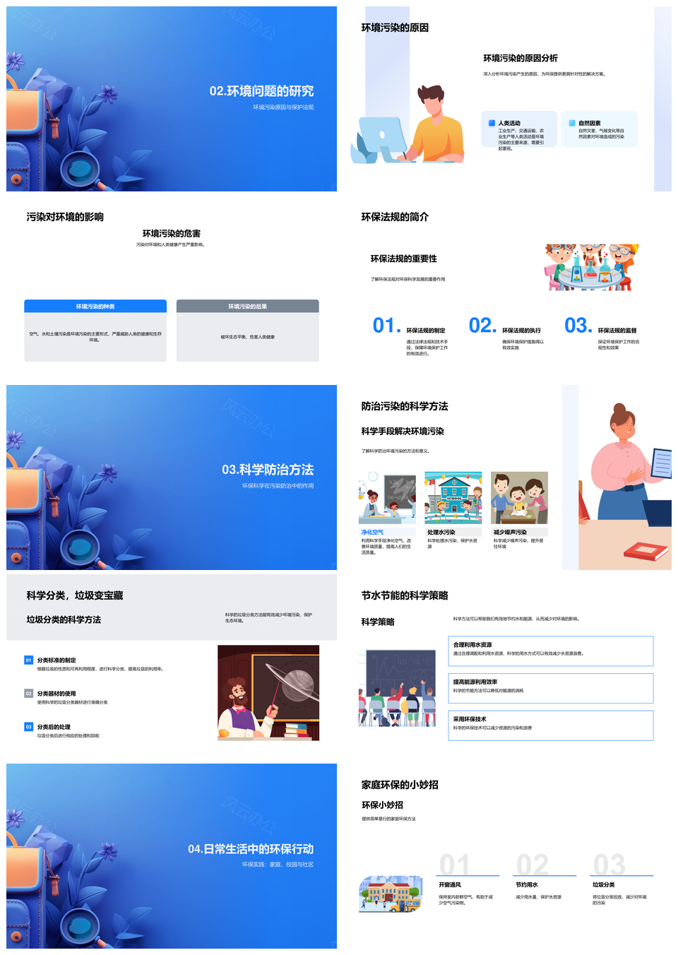 环保科学污染防治实践教育法规课堂PPT模板