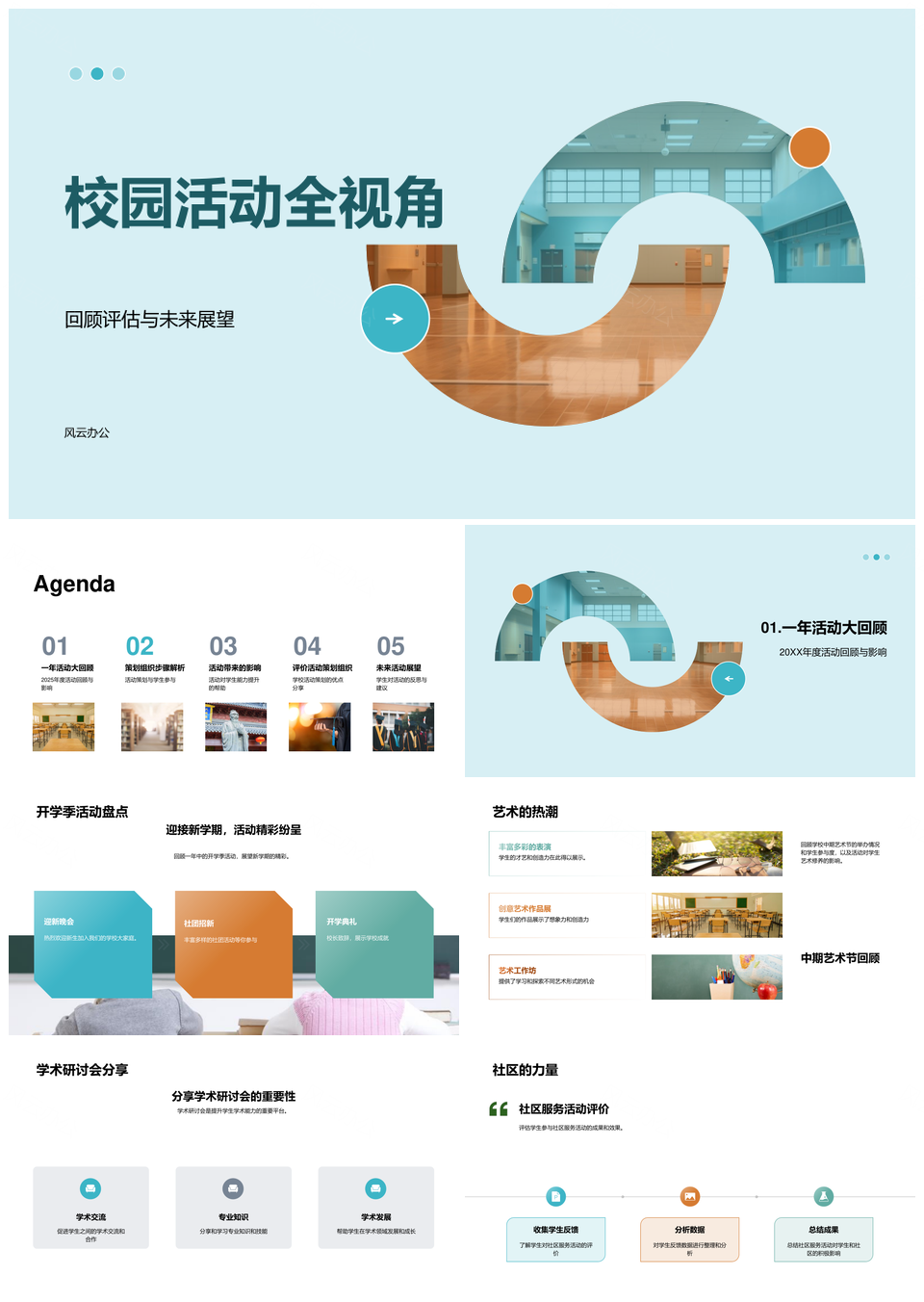 2025校园活动策划协作共建学生社区回顾影响PPT模板