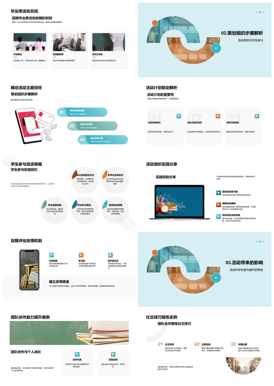 2025校园活动策划协作共建学生社区回顾影响PPT模板