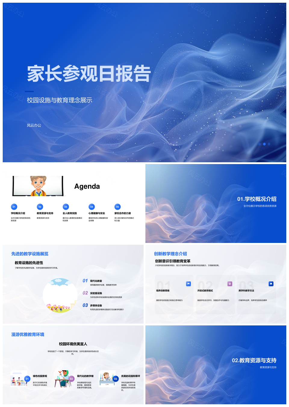 家校共育全人教育安全校园教学资源展示PPT模板