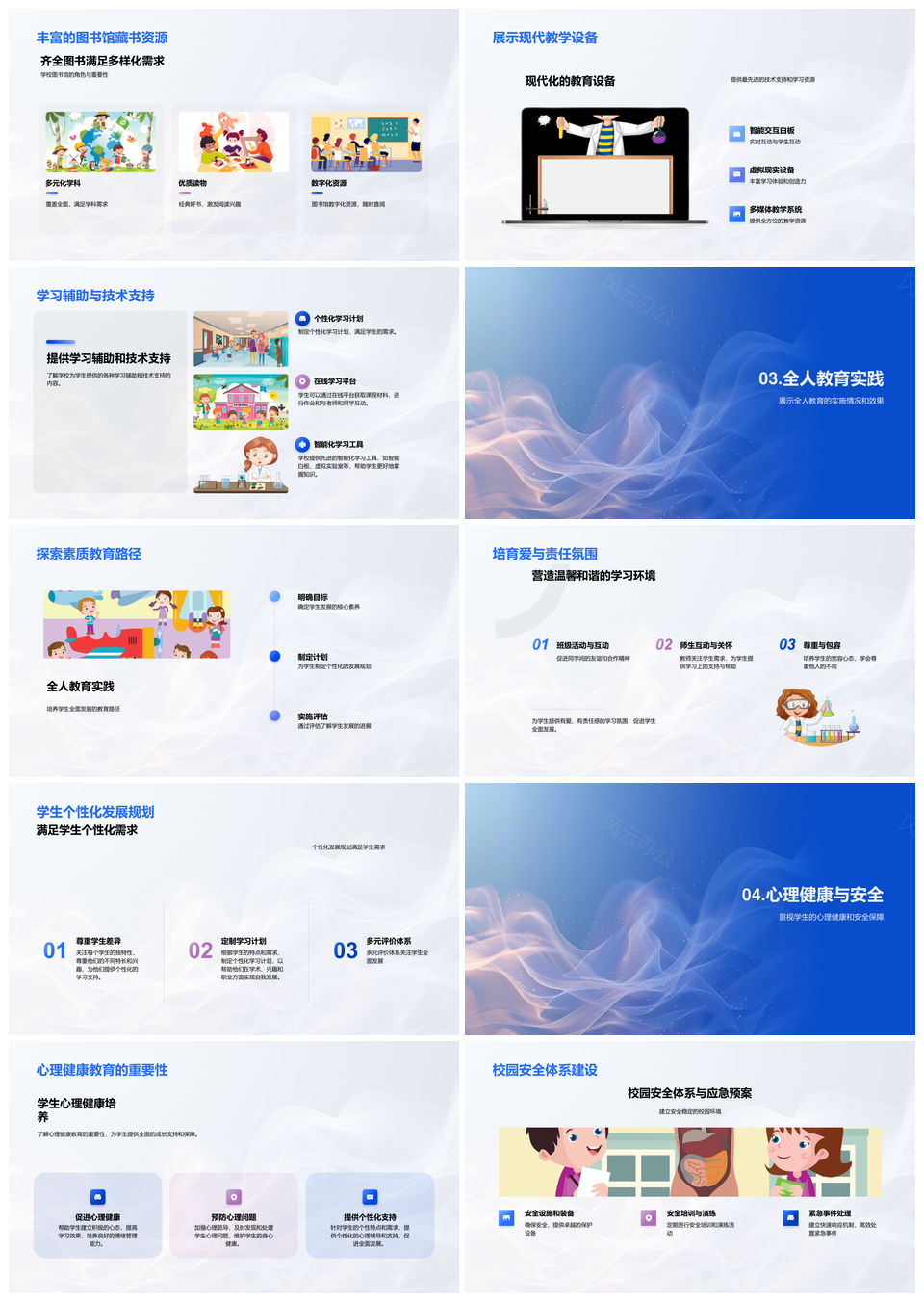 家校共育全人教育安全校园教学资源展示PPT模板