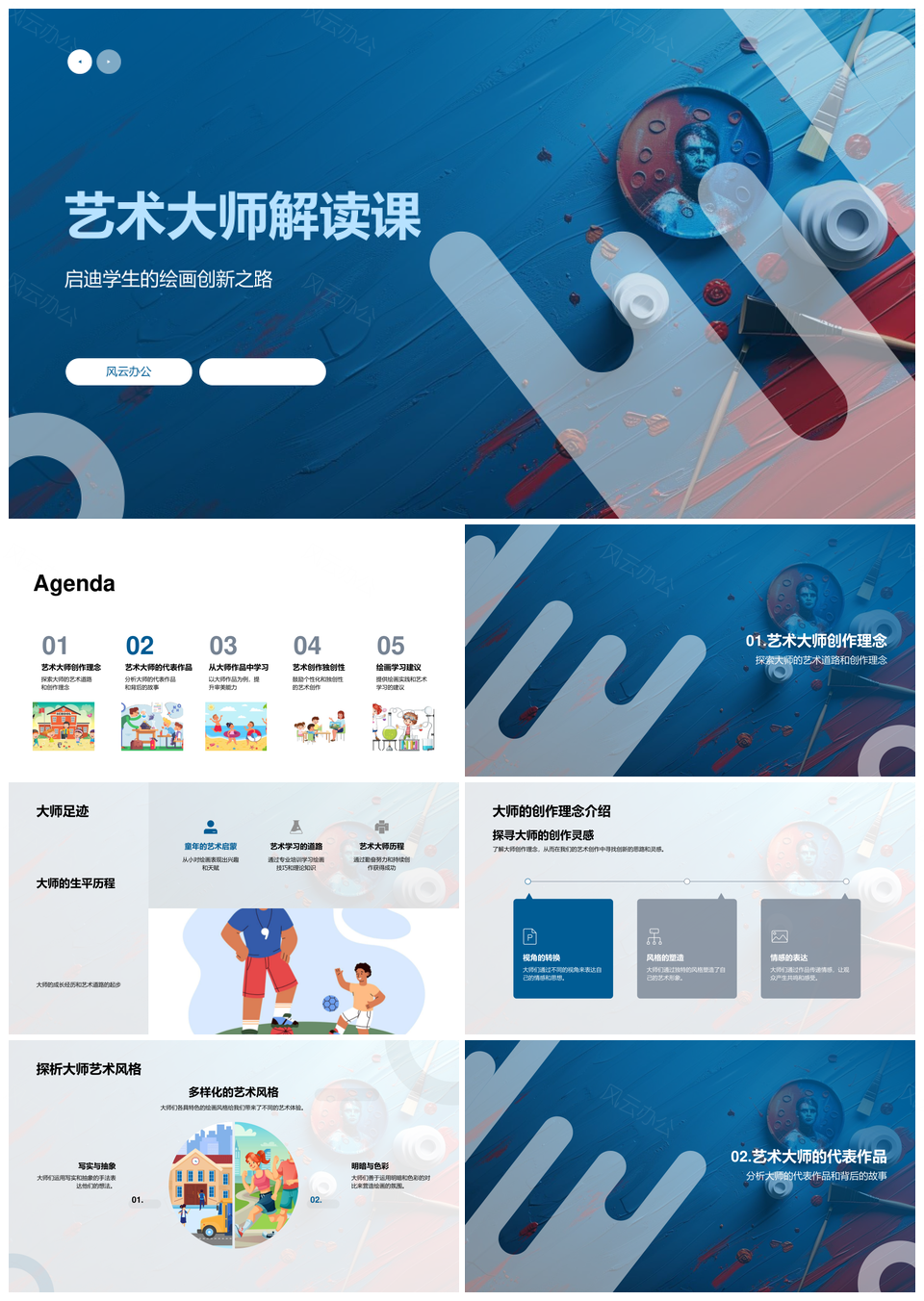 2025艺术大师创作理念绘画创新名作解析PPT模板