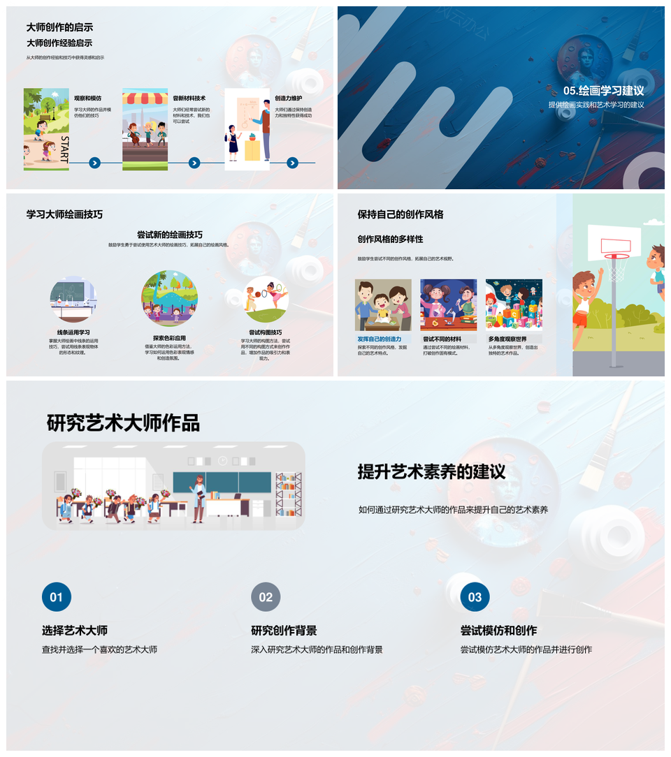 2025艺术大师创作理念绘画创新名作解析PPT模板