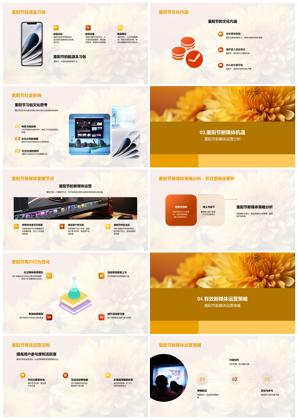 重阳新媒体运营策略用户行为分析PPT模板