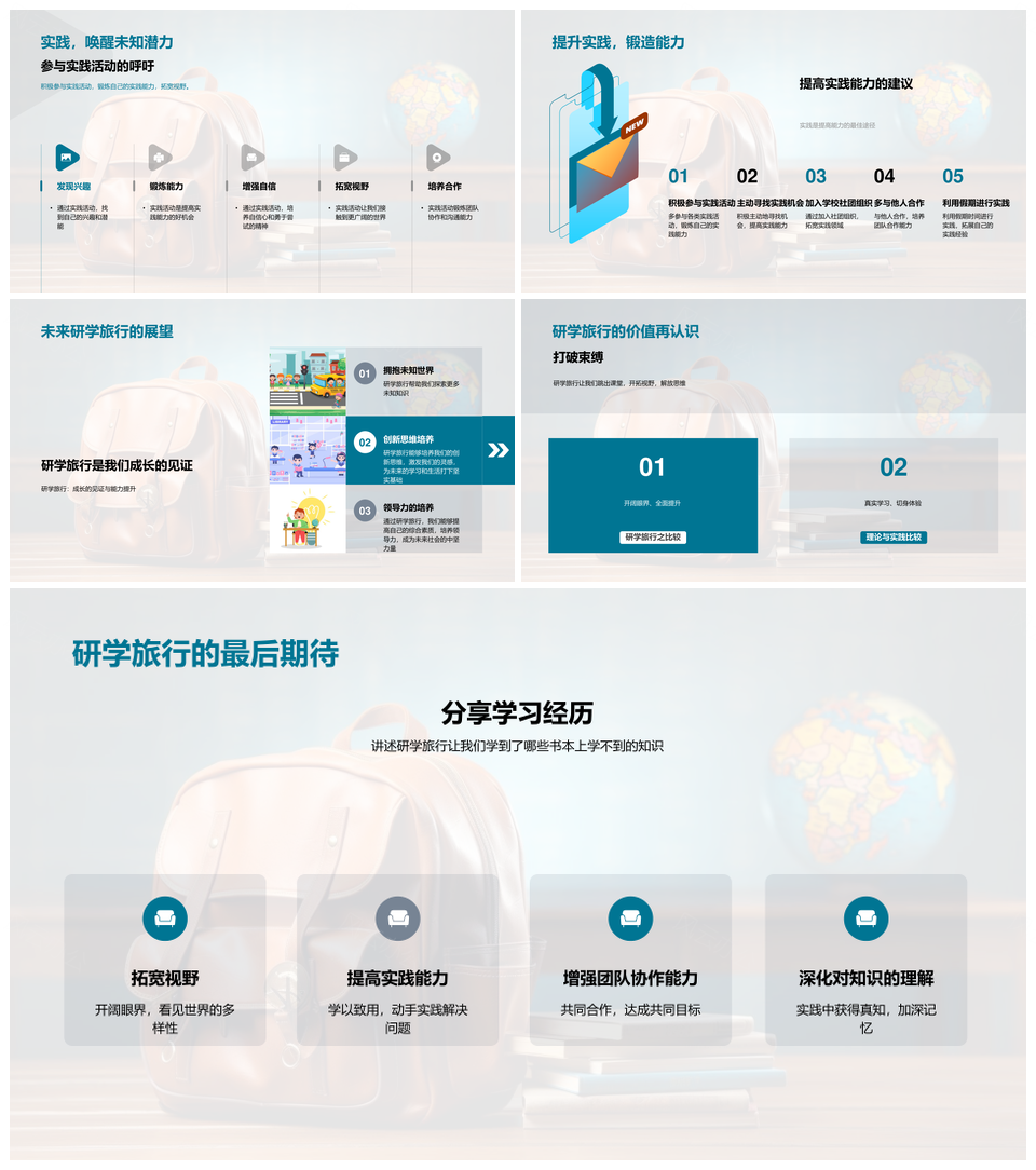 研学之旅实践协作学习成长PPT模板