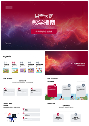 拼音大赛教学指南赛规评分趣味学习提升PPT模板