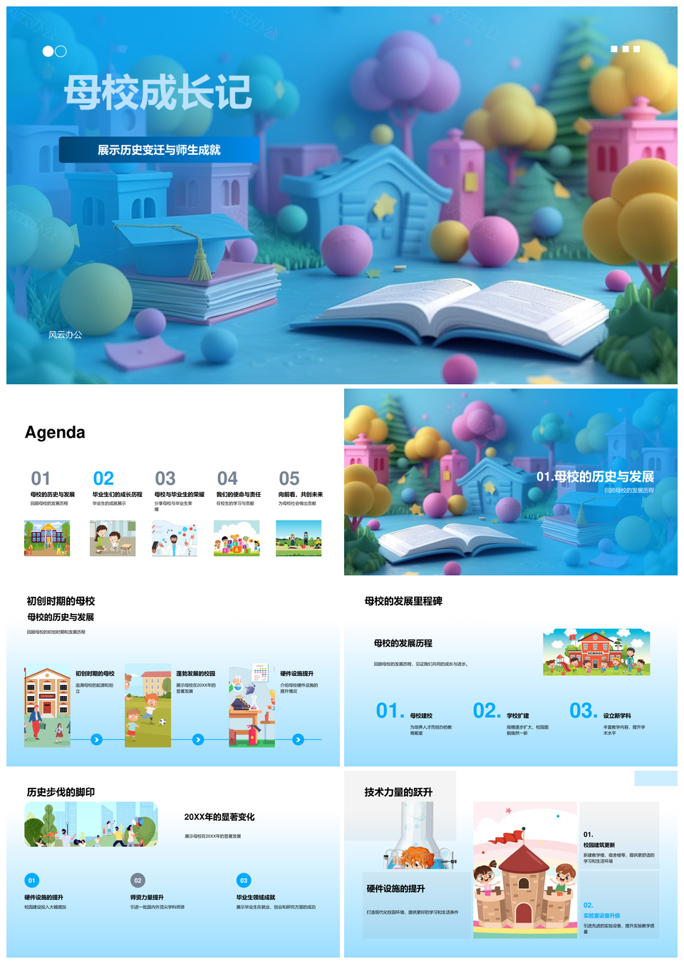母校成长历程师资校友成就设施精神联谊教育PPT模板